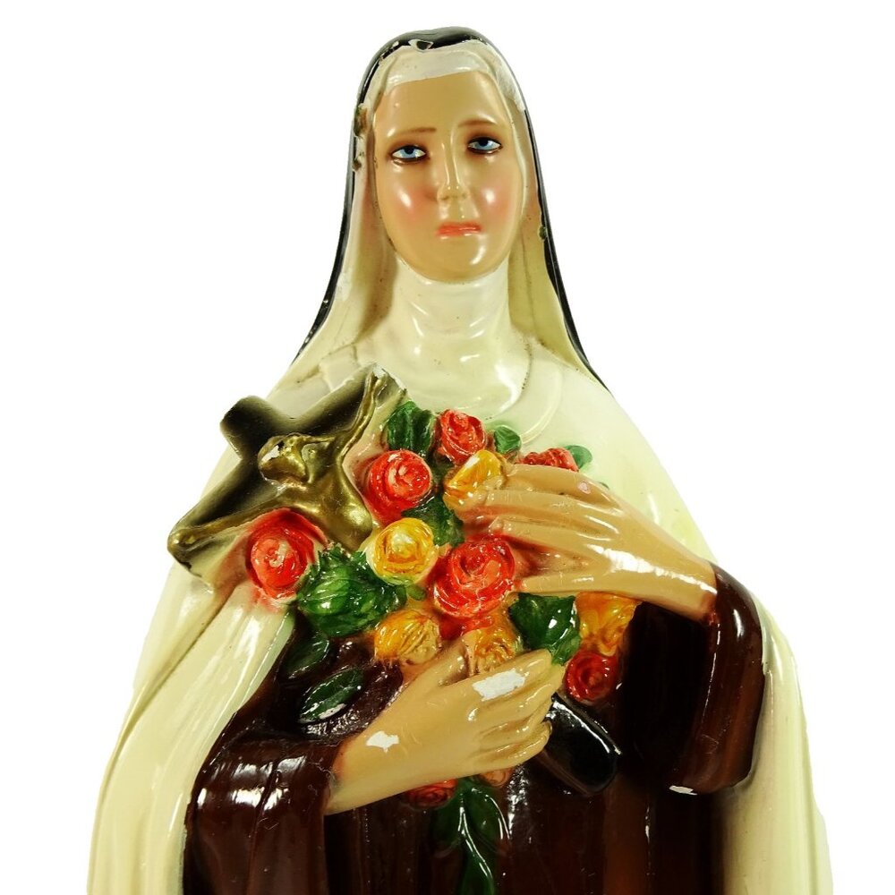 St Therese of Lisieux Vintage Saint Statue Ceramic 16in Catholic Church Decor